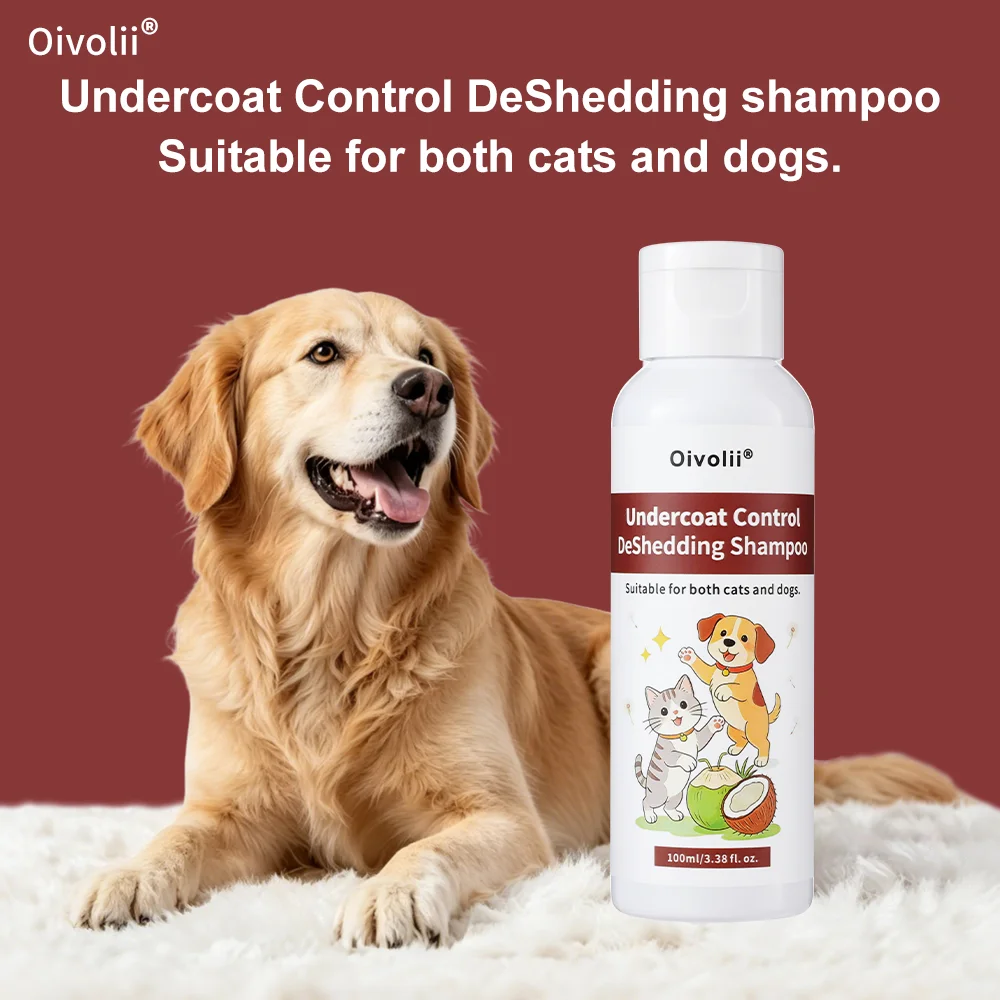 Deshedding Shampoo for Dogs Cats Undercoat Control Reduce Shedding Coconut Argan Oil Keratin Strengthens Coat Panthenol Hydrates