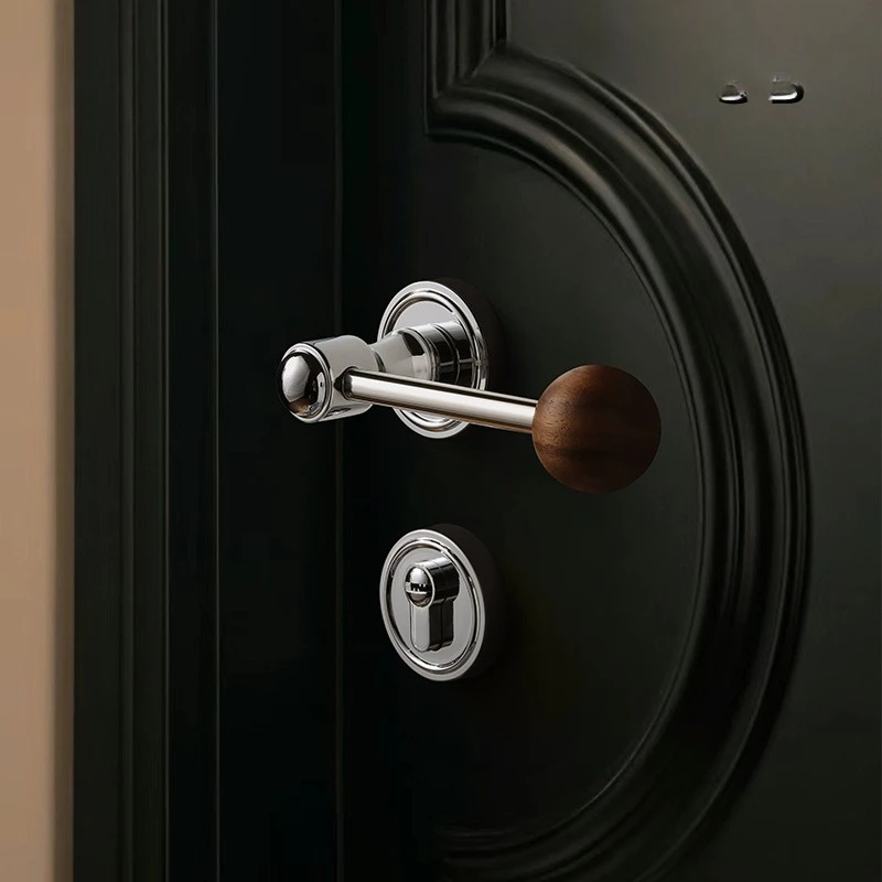 

Suitable for Ranging From 35mm To 45mm 58-72 Lock Body Medieval Retro Door Lock Silent Indoor Door Handle Black Walnut Door Lock