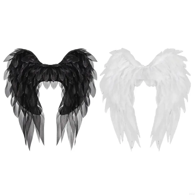 

B95F Organza Angel Wing With Comfortable Back Straps Gothic Halloween Costume Accessory