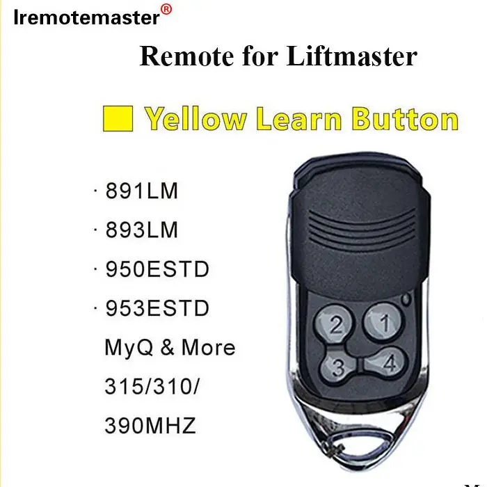 

Newest for Liftmaster 891LM 893LM 950ESTD 953EV Garage Door Remote Control Transmitter Garage Door Opener Yellow Learn Button