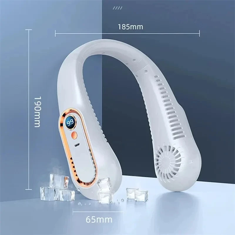 Ventola senza lama da collo Mini ventola silenziosa pigra portatile a lunga durata ricarica Usb per studenti sport Office Display digitale Power 5