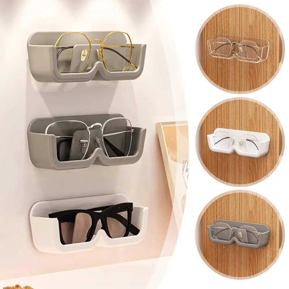 Wall-Mounted Reading Glasses Holder Eyeglasses Holder Rack Case Eyewear Shelving Sunglasses Adhesive Display Display Floati G5X1