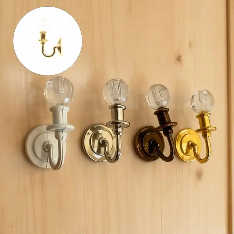 محاكاة مصغرة الكريستال الجدار ضوء نموذج تمثال ل 1/12 دمية ديكورات منزلية غرفة نوم المشهد عرض الملحقات A2UB