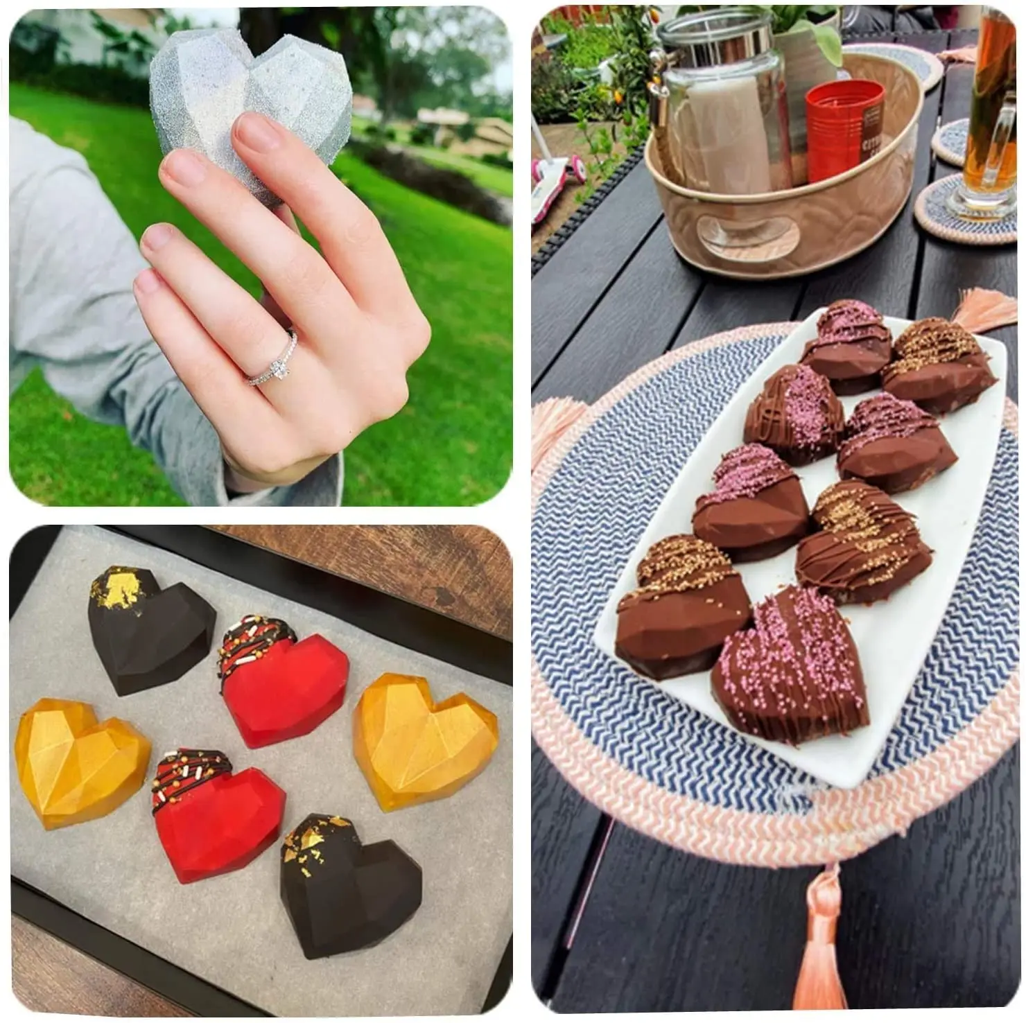 6 Cavity 3D Diamond Love Heart Shape Silicone Molds for Baking Christmas chocolate Mousse Dessert Cake Mould Kitchen accessories