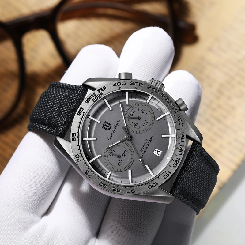 QINGXIYA Fashion Cool Black Quartz Watch for Men Luxury Leather Waterproof Luminous Date Mens Watch Relogio Masculino