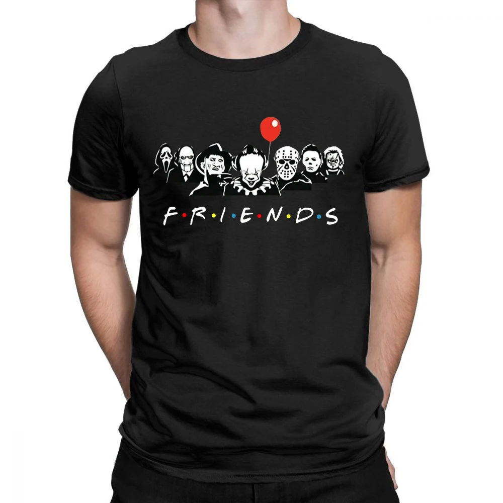 

Horror friends T-Shirt Men O Neck cool summer T Shirts Short Sleeve Tees fashion TopsF