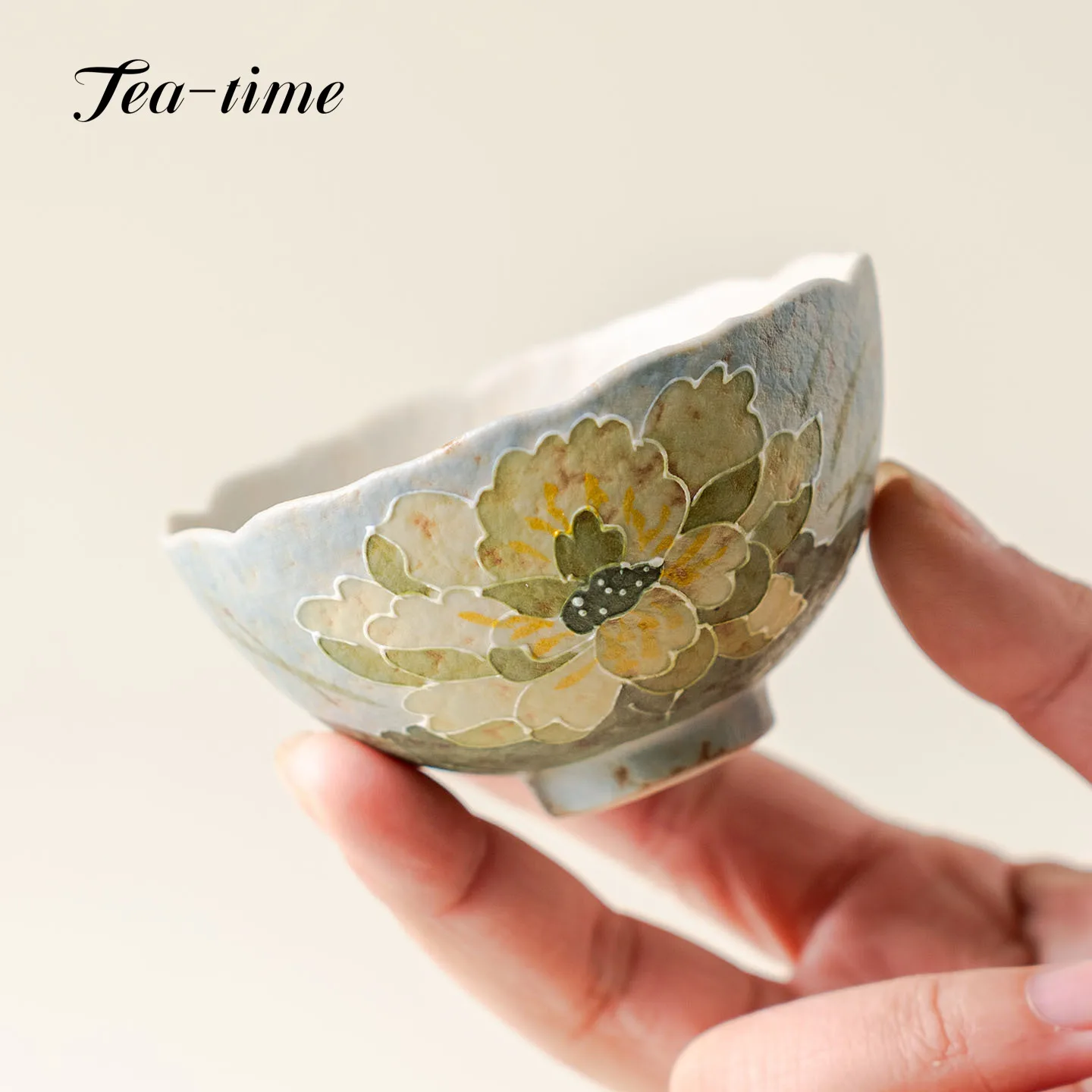 Green Lotus Tea Cup Caramel-Painted Tea Bowl Cups Teacups Porcelain Ceramic Chinese Beautiful Puera Kung Fu Teacup Maker Unusual