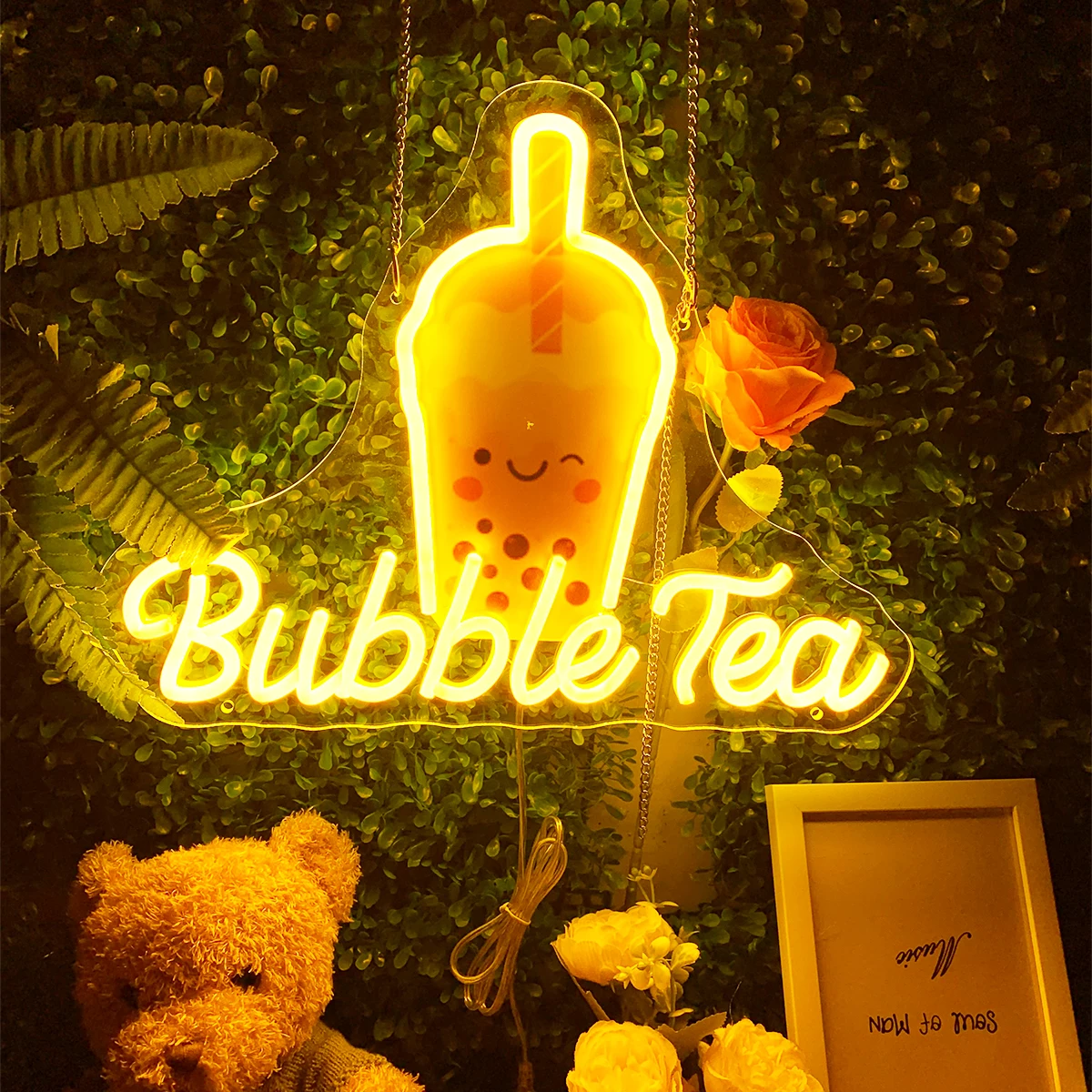 Bubble tea tea neon lights custom-made, applicable to restaurants, restaurants, children's room, ice cream truck, lighting life