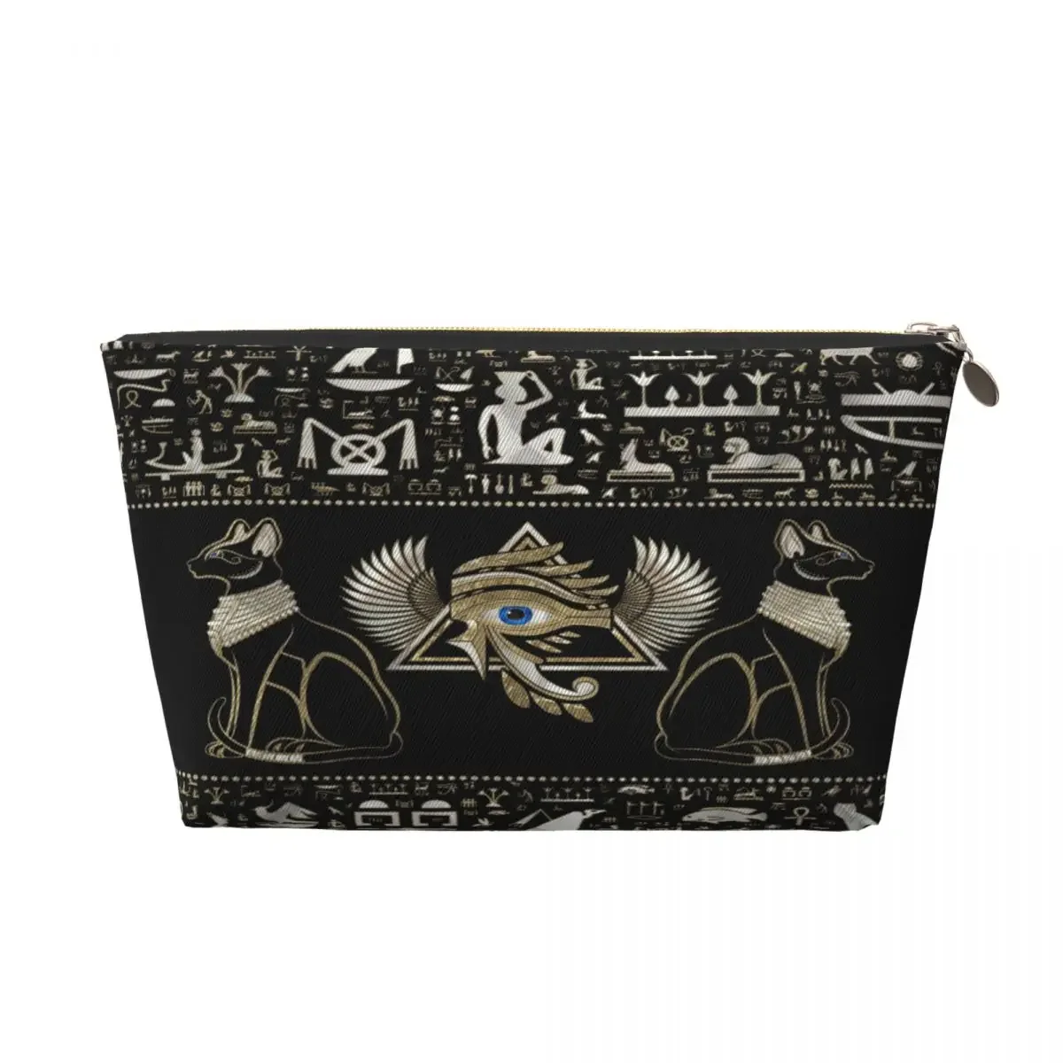 Custom Egyptian Cats Travel Toiletry Bag Women Ancient Egypt Eye of Horus Cosmetic Makeup Bag Beauty Storage Dopp Kit