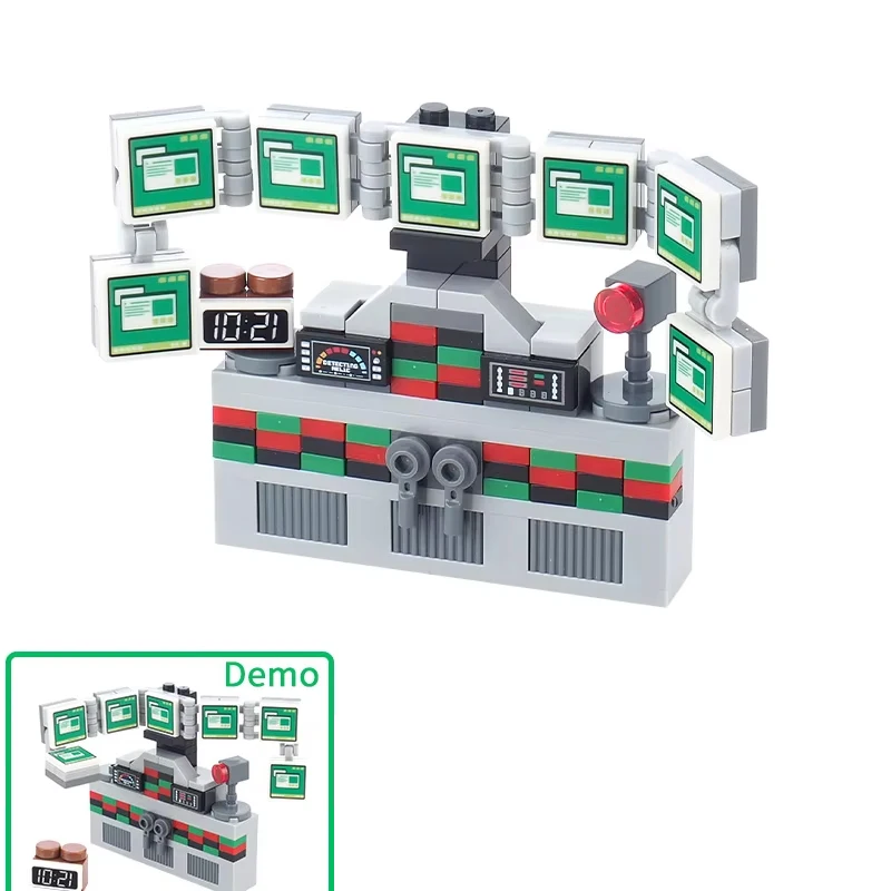 Stadt Druck Figuren Zubehör Bausteine Computer Control Center Audio Radar Tastatur Handy Modell Mini Ziegel Spielzeug