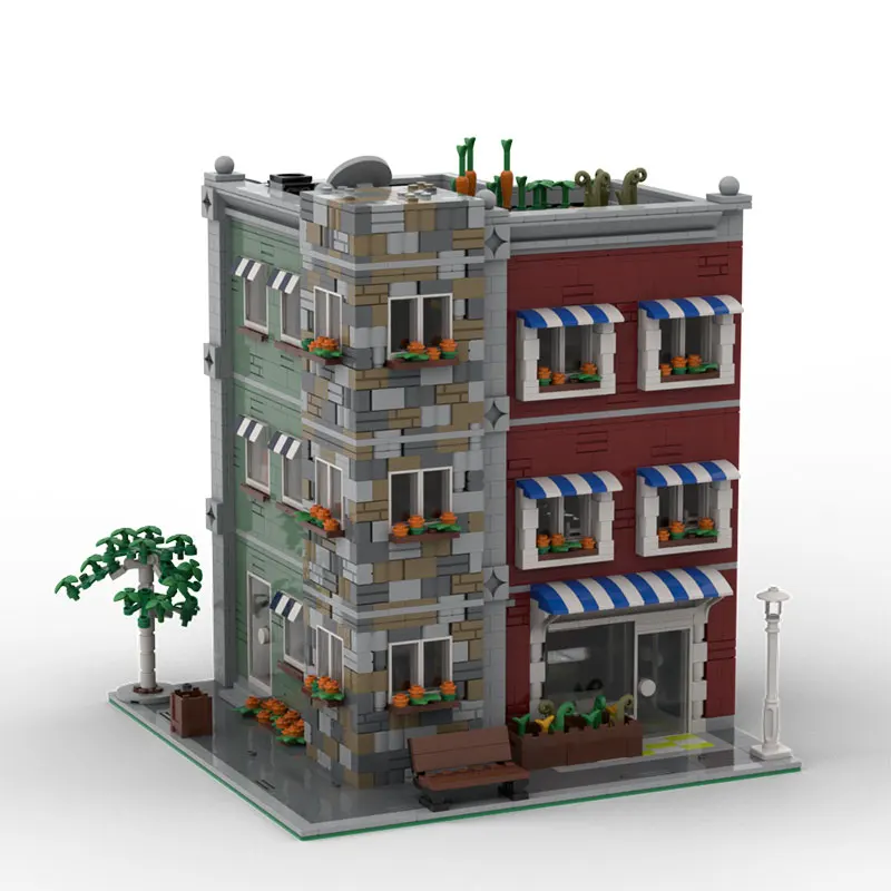 

Spot MOC-3819pcs Street View Small Particle Assembly Building Blocks Puzzle Toy Model Gift Set Ornament