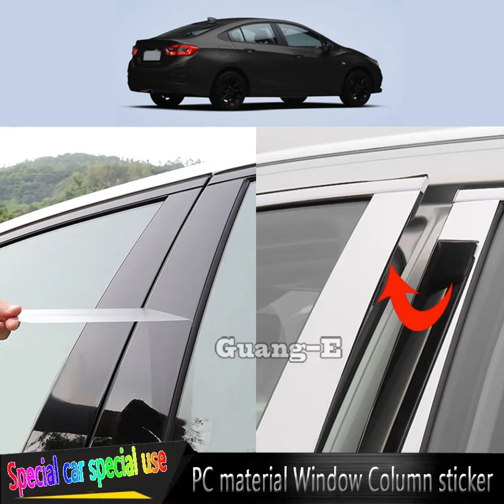 For Chevrolet Cruze Sedan 2017-2021 Car TPU/Glossy Mirror Pillar Post Cover Door Trim Window Piano Black Molding Sticker 16pcs