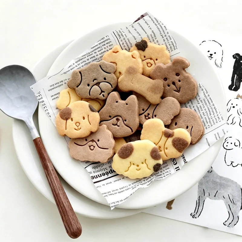 12pcs Mini Cat Cookie Mold Set Cartoon Cat Claw Fish Bone Shape Cookie Stamp Fondant Cake Decoration 3d Hand Pressure Tools