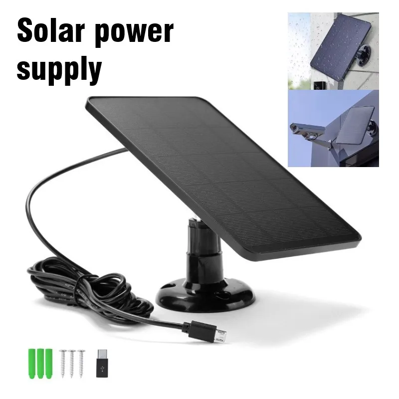 Solar Panel 10W 5V Charging Panel Doorbell Surveillance Camera Low Consumption Security Surveillance DC/Type-C Output 10W