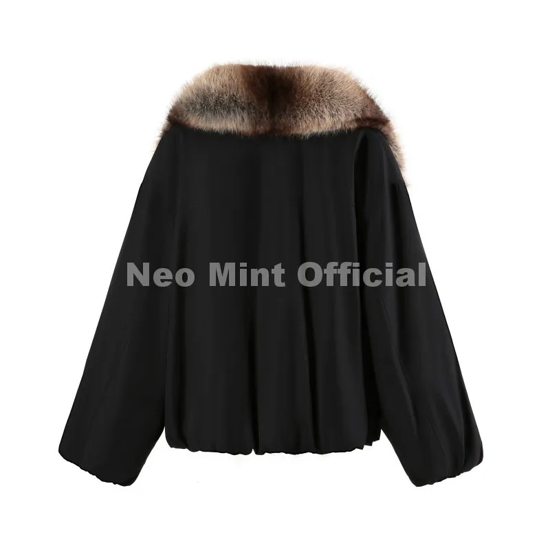 Neo Mint Trendy 2026 Fur Collar Bomber Jacket Women Winter Warm Padded Coat Parkas Luxury Brand Quilted Puffer Jackets Overcoats