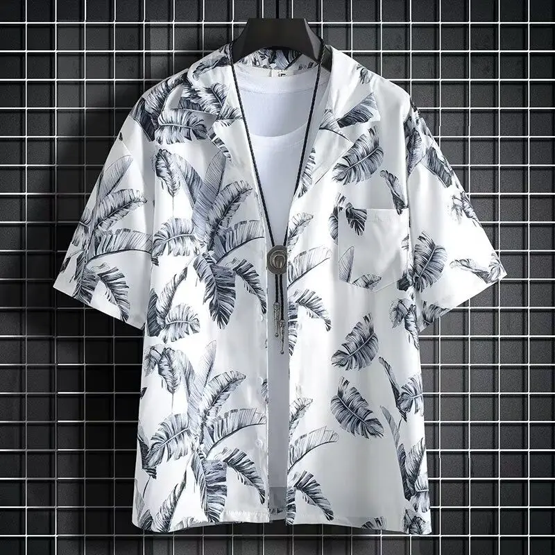 Hawaii Beach Vacation Floral Shirt Short Sleeve Men's Clothing Sanya Style Retro Collar Beach Set Loose Fit Summer Polyester
