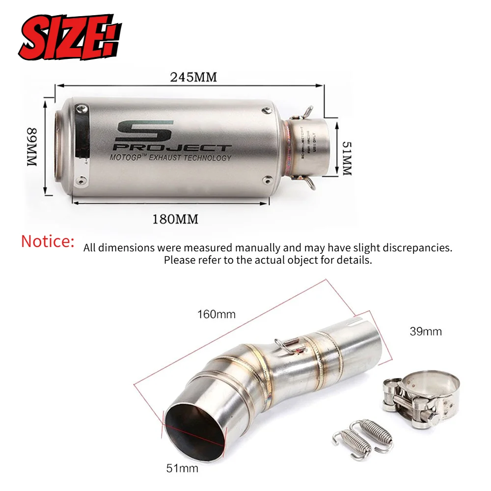 تخفيضات عيد الميلاد: أجزاء ماسورة عادم الدراجة النارية، قسم متوسط رياضي، لمشاريع GP، Ninja 250SL-300، DUKE 390، R6