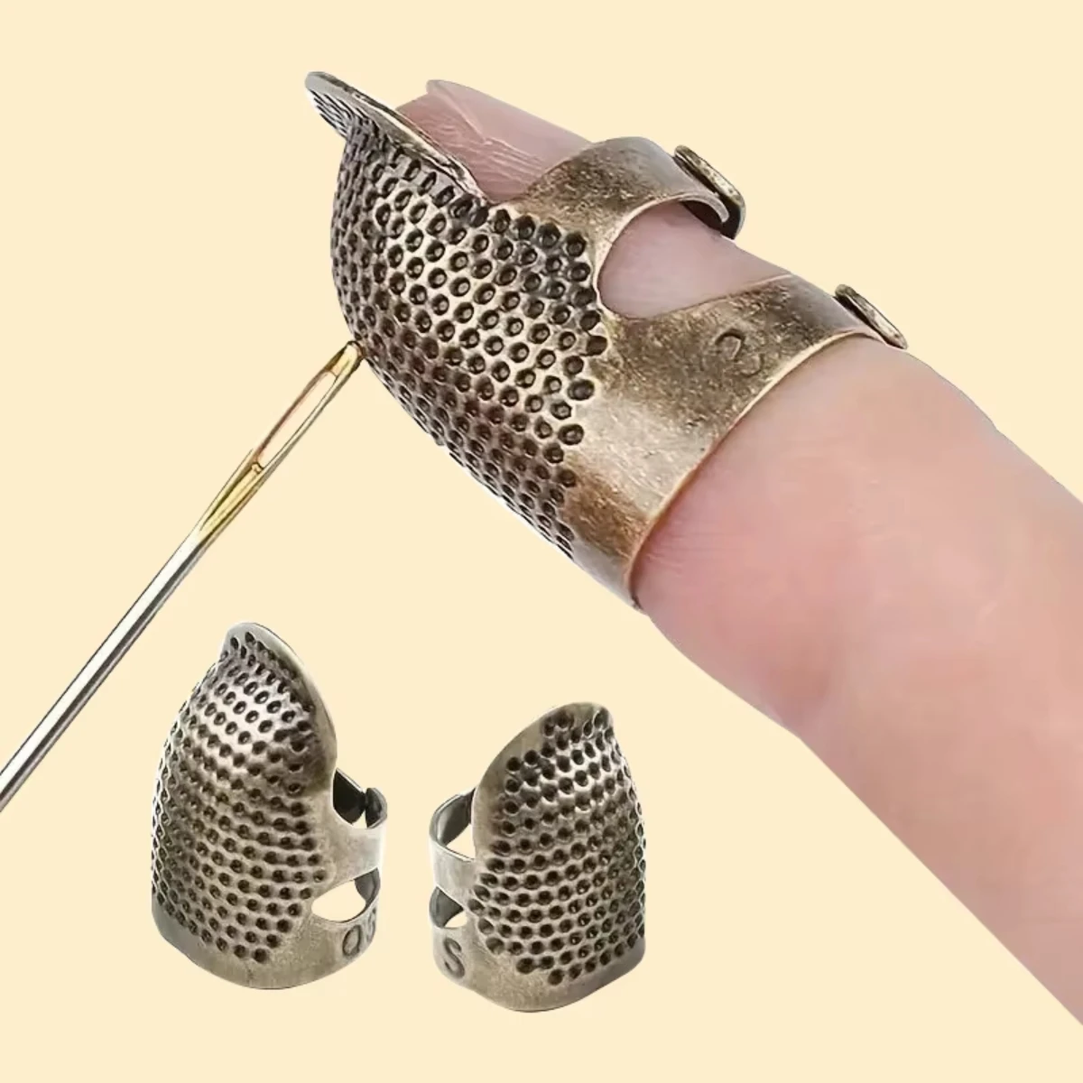 

Adjustable Vintage Sewing Thimble, Handmade Non-slip Embroidery against Ring, Vintage Needle Presser Needle Hoop Finger Holder