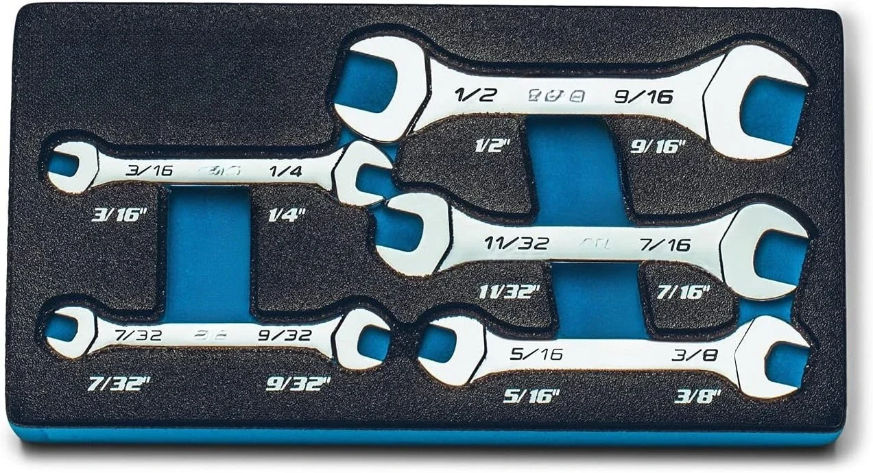 مجموعة مفاتيح ربط صغيرة رفيعة مع صينية ميكانيكي، متري وSAE، 3.2-13 مم و3/16-9/16 بوصة، 11 قطعة #6