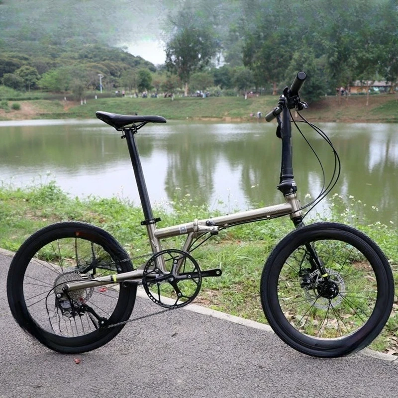 

Folding bicycle, retro chrome molybdenum steel frame, double disc brake, ordinary pedal