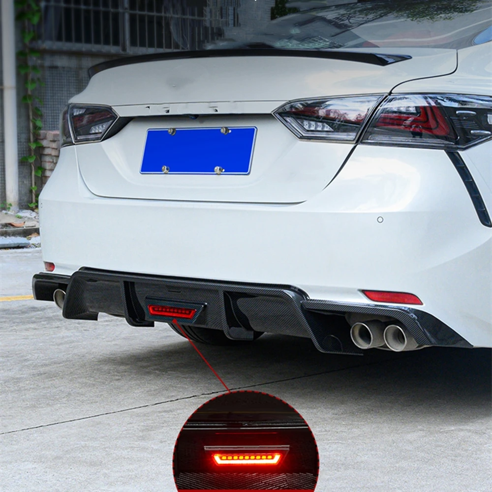 

Car Rear Bumper Diffuser Lip For Toyota Camry 8th GEN Sport SE XSE 2018-2023 Spoiler Splitter Plate W/ LED Light Protector