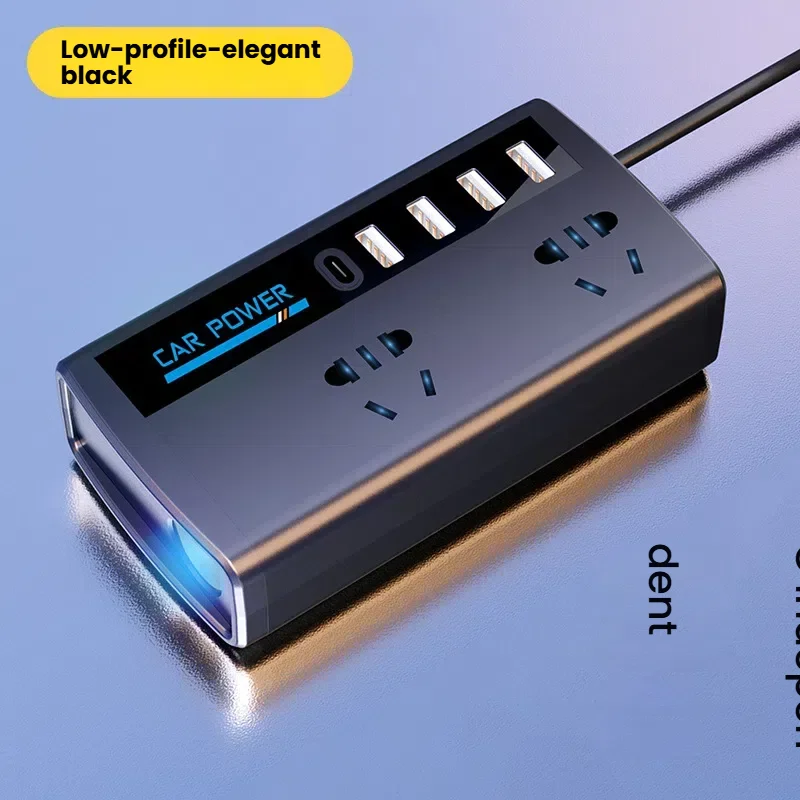 Inversor/convertidor de corriente para coche, 12V/24V a 220V, puerto de encendedor de cigarrillos, cargador de teléfono rápido, toma de corriente de alta potencia