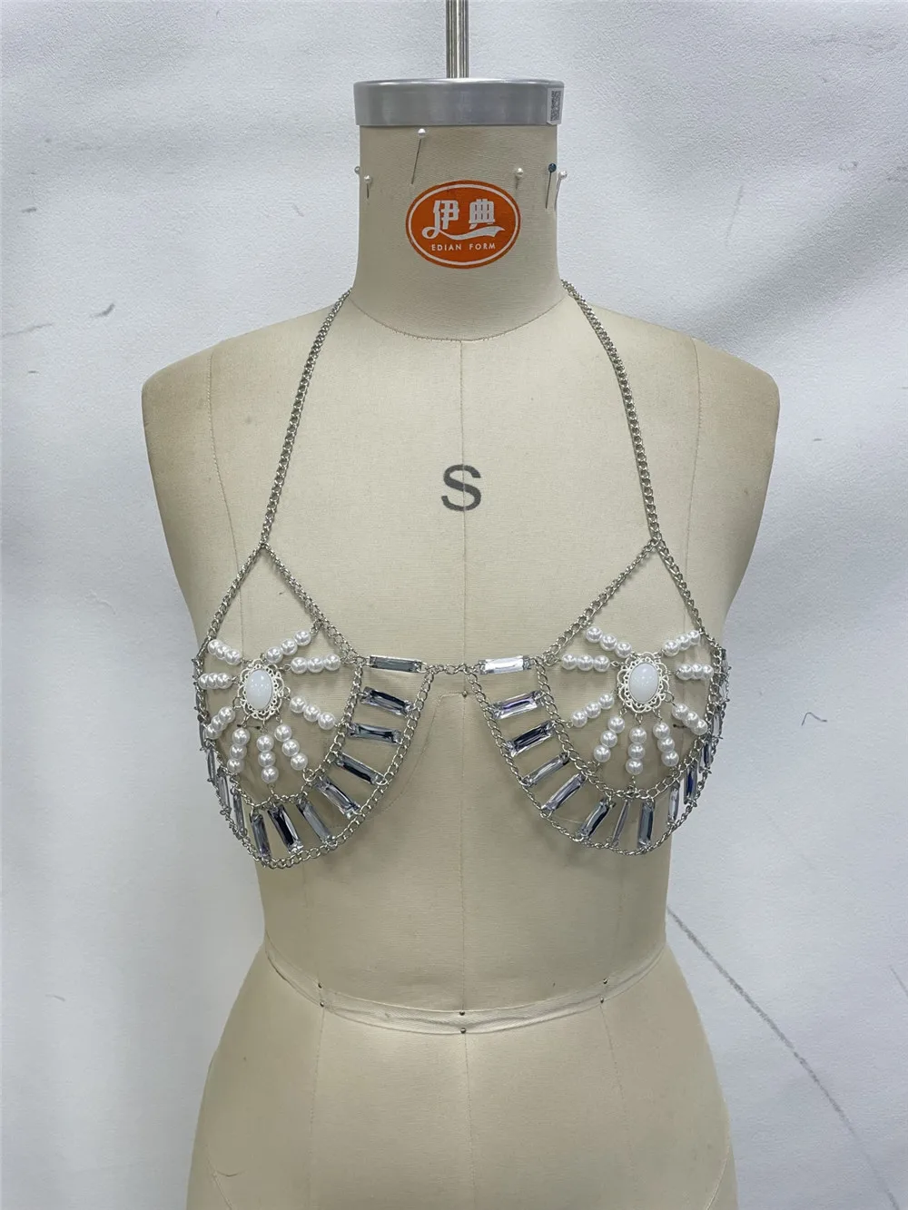 Hot Selling Amber Acrylic Bead Top, Sexy And Spicy Girl, Hanging Neck, Exposed Back, Strapless, Hawaiian Vacation Bead Chest Cha