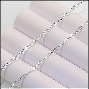 S925 Sterling Silver Necklace Jewelry Women's Water Wave Chain Silver Necklace Single Chain with Chain