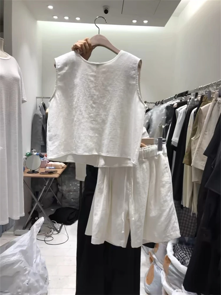 2024 Oversize Solid Girls Summer Blouse Women Suit Short Sleeves Shirt Tops High Waist Wide Leg Trousers Two Piece Shorts Suits