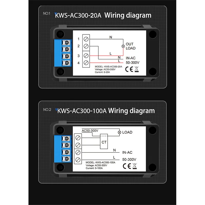 AC 50-300V Voltmeter Ammeter KWS Power Energy Meter LED Digital AC Wattmeter Electric Meter with Reset Function 0-100A