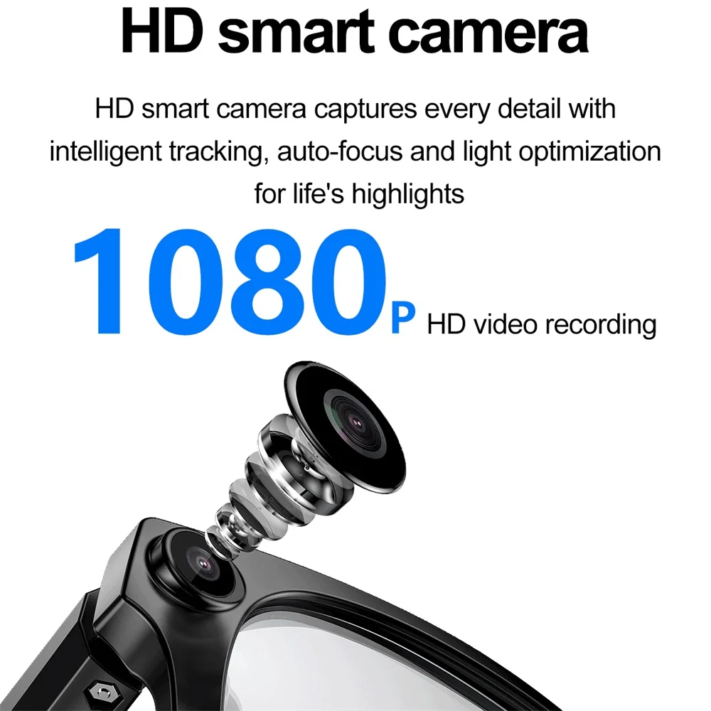 AI Object Recognition Multi-functional Highend Smart Camera Glasses 2000W 1080P HD Video Voice Recording Translation ANC Headset