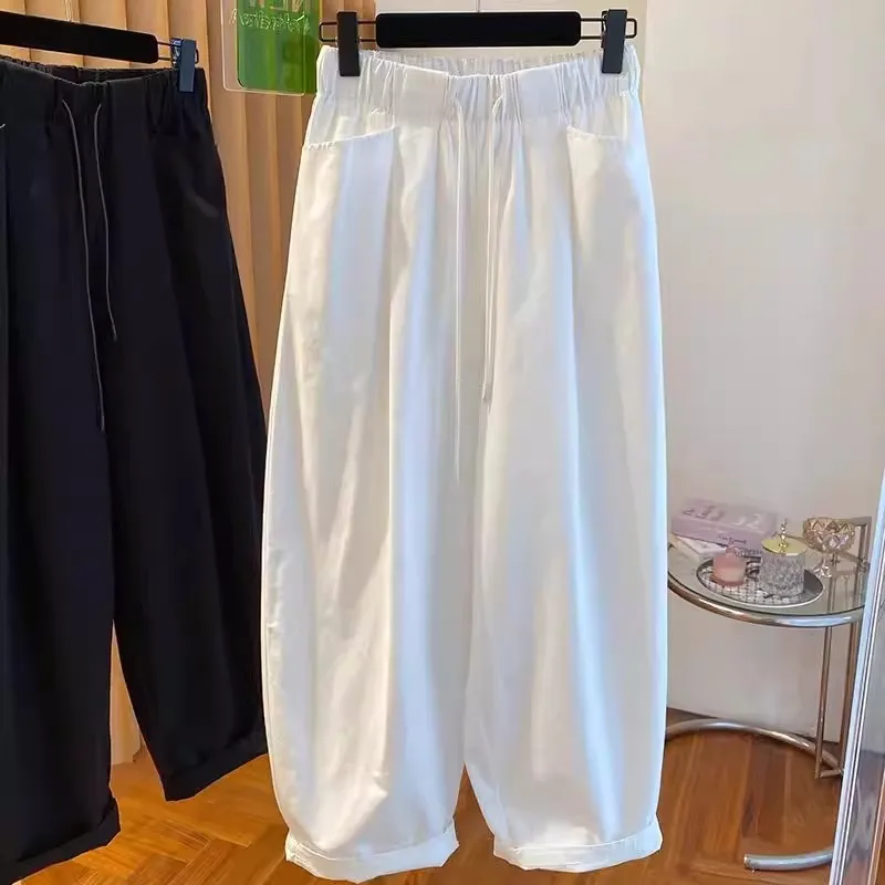 

White Summer Lightweight Qui Dry Casual Pants for Men And Women Comfortable Loose Fit Polyester Fiber Daily Wear