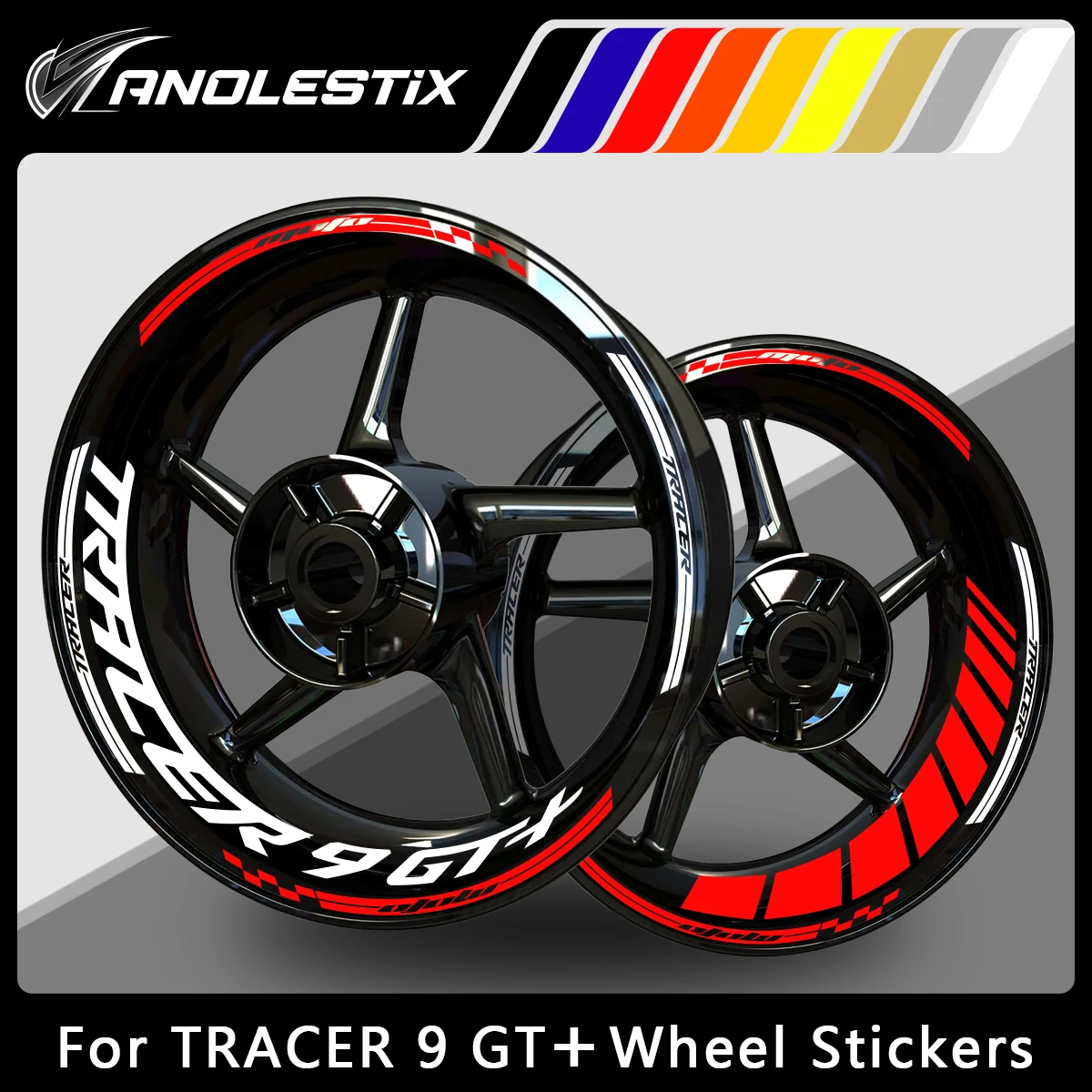 AnoleStix Reflective Motorcycle Wheel Sticker Hub Decal Rim Stripe Tape For YAMAHA TRACER9GT+