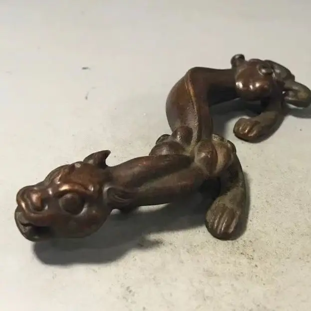 Copper Carved Chi Dragon Small Solid Purple Divine Beast Long Dragon Auspicious Beast Playing Piece Sm