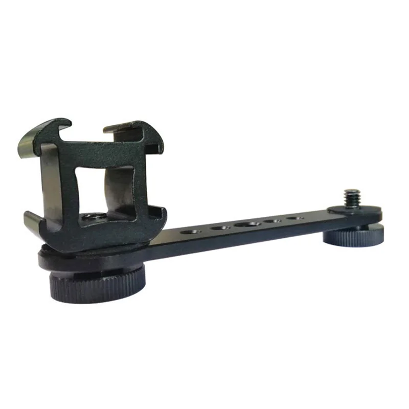 ABSY Aluminium Alloy Triple Cold Shoe Extension Bracket Microphone Stand Mount Adapter For Tripod Monopod Stabilizer