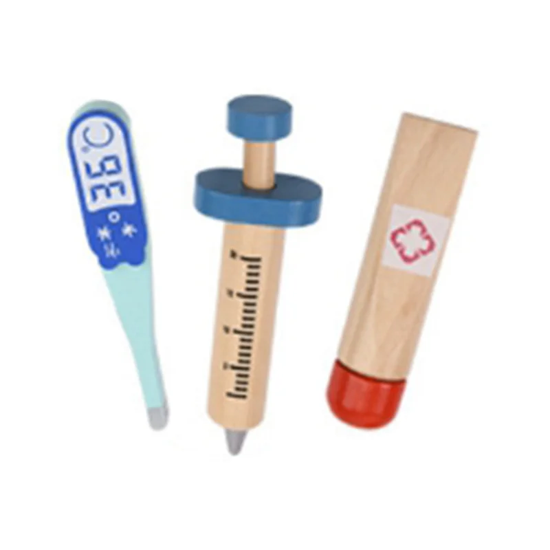 MACH- Set Mainan Kayu Anak-Anak untuk Bermain Peran Dokter Gigi dan Dokter Anak Perempuan dan Laki-Laki Warna Merah