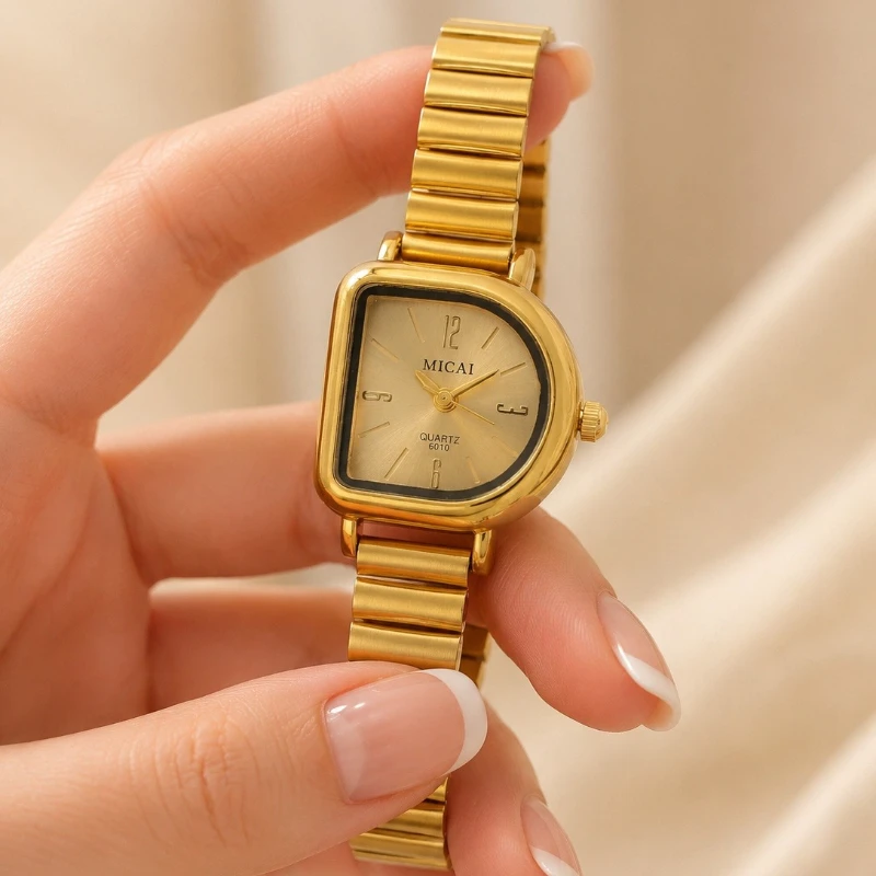 New Retro Exquisite Gold Square Women's Watch Fashion Elegant Stainless Steel Bracelet Quartz Watches for Woman relogio feminino