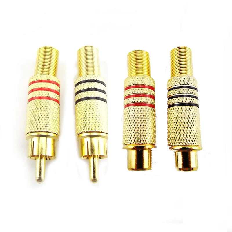 Banhado a ouro Conectores RCA Plug, Masculino Feminino Plug Adapter, Solda Tipo de Cabo de Áudio, Plug Adapters, Vídeo CCTV Camera W28