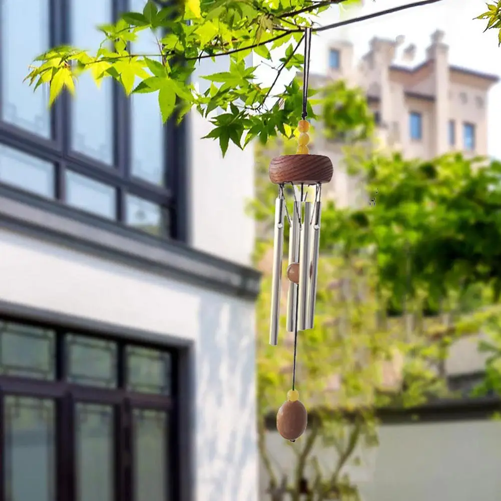 Woodstock Wind Chimes Garden Hanging Outdoor Silver Metal Alloy Colourful Wood Outdoor Modern Metal Windchimes Yard Decoration