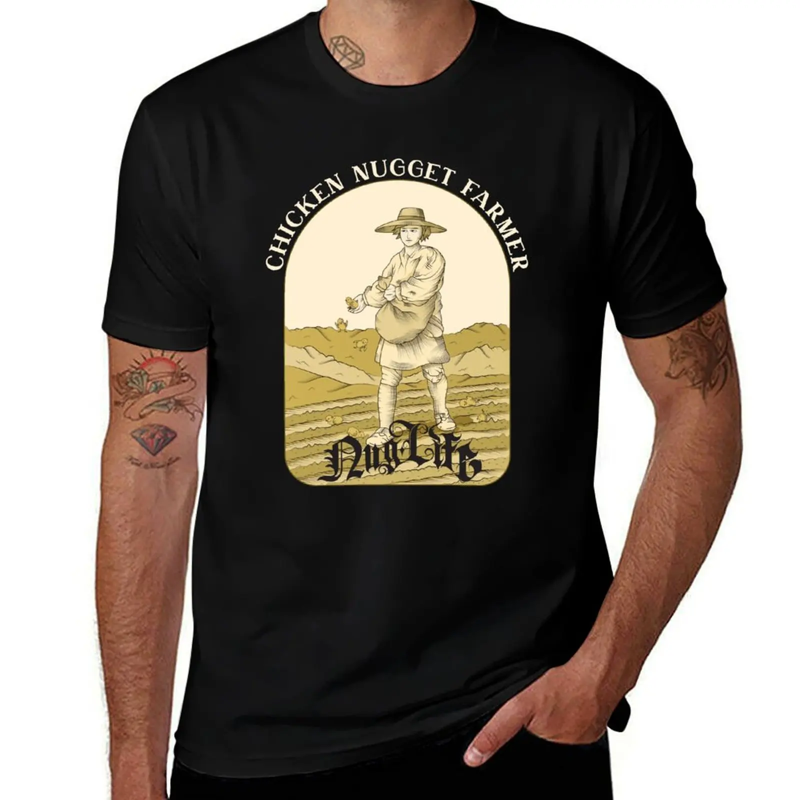 Funny Chicken Nugget Farmer Nug Life T-Shirt Plus Size Comfort Fit Tee