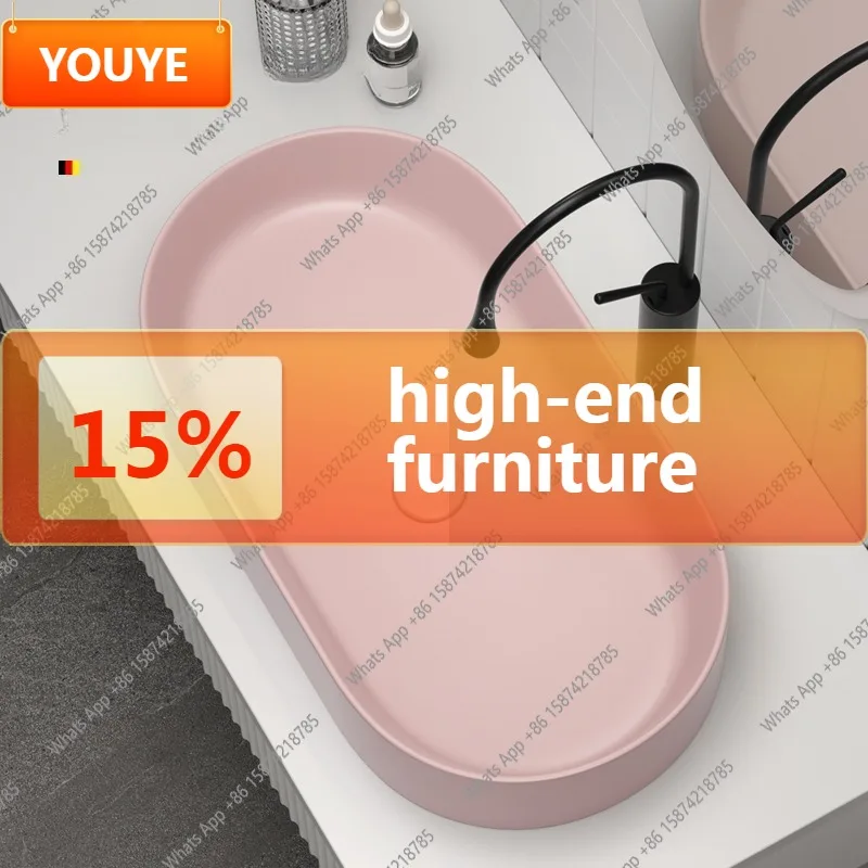 

A63 Premium Morandi pink countertop basin wash basin ceramic countertop basin wash bathroom wash face hands