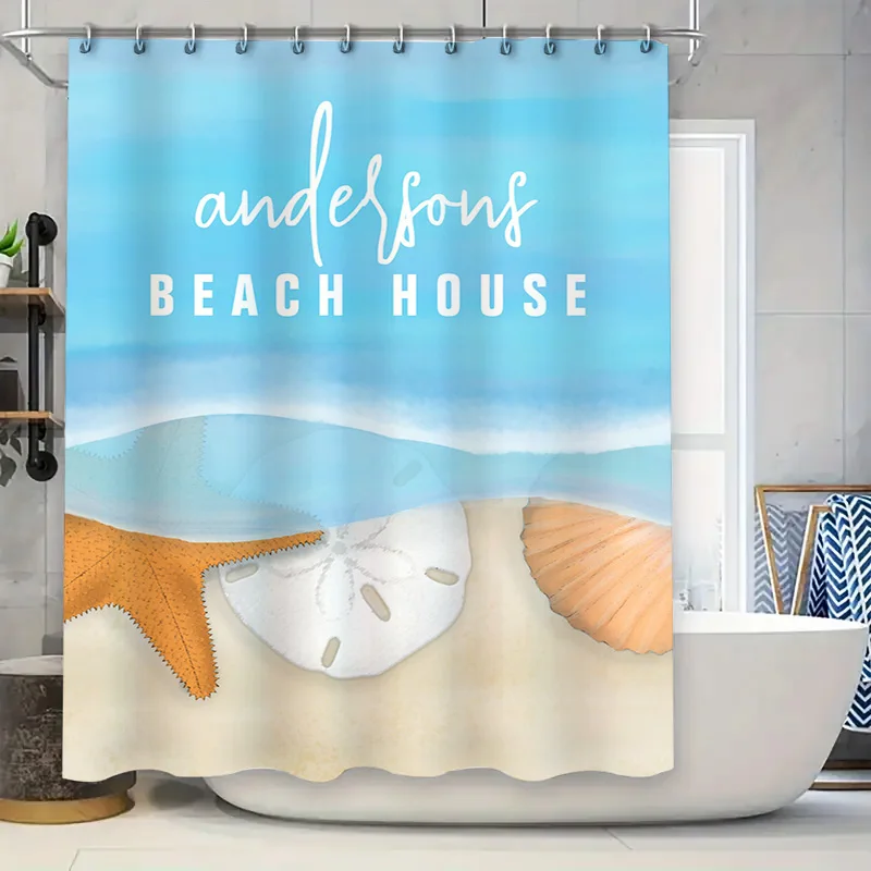 

Занавеска для душа с логотипом Williams VV, современный геометрический дизайн для украшения ванной комнаты, белая водонепроницаемая ткань с набором колец с крючками