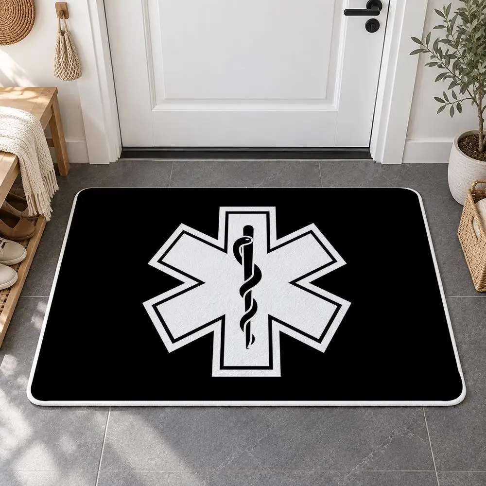 E-EMT EMS Ambulance Floor Mat Flannel Rug Soft Non Slip Door Mat for  Bedroom Living Room Entryway Home Decor Gift