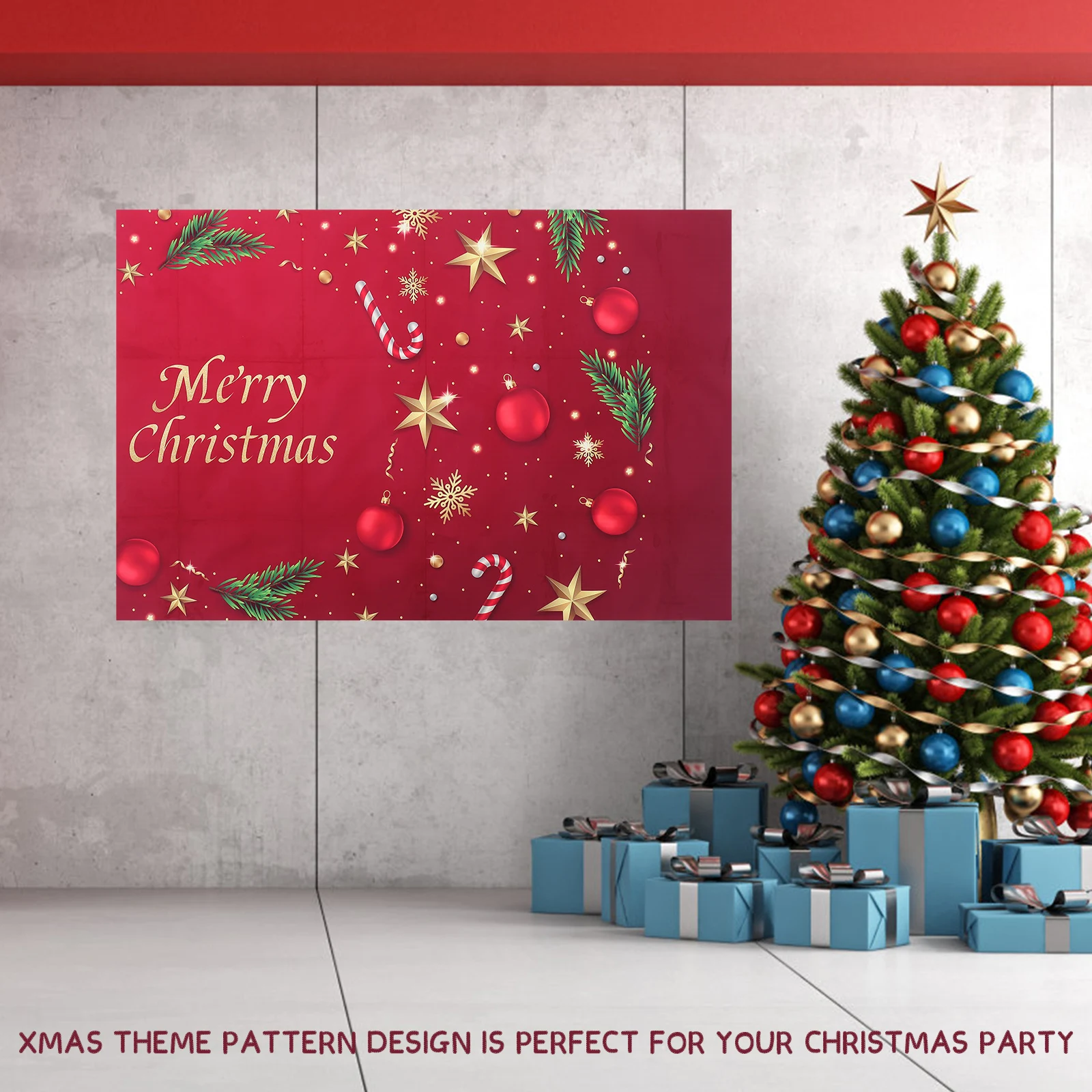 

Christmas Wall Decor Xmas Scene Layout Festive Party Backdrop For Home Indoor Outdoor Photography Background Xmas Supplies