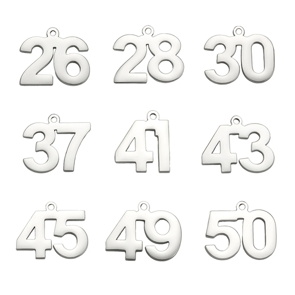 My Shape 1-25 Numbers Charms Stainless Steel Lucky Number Pendant for Necklace Bracelet Jewelry DIY Accessories Wholesale 10pcs
