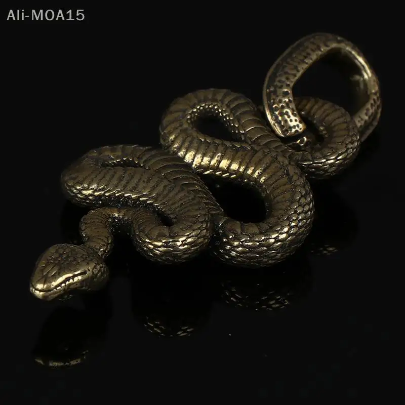 1pc Handmade Brass Snake Keychains Pendants  Ornament Decoration Vintage  Animal Figurines Miniatures Car Key Chain Rings