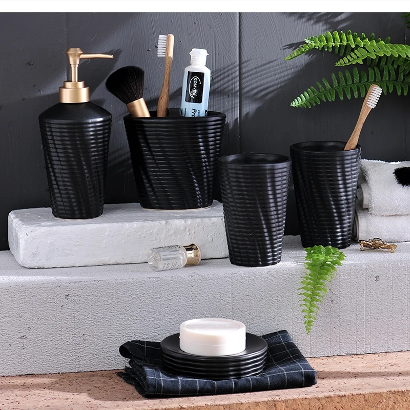 Nordic ceramic bathroom wash five-piece toothbrush holder toiletries set wedding gift