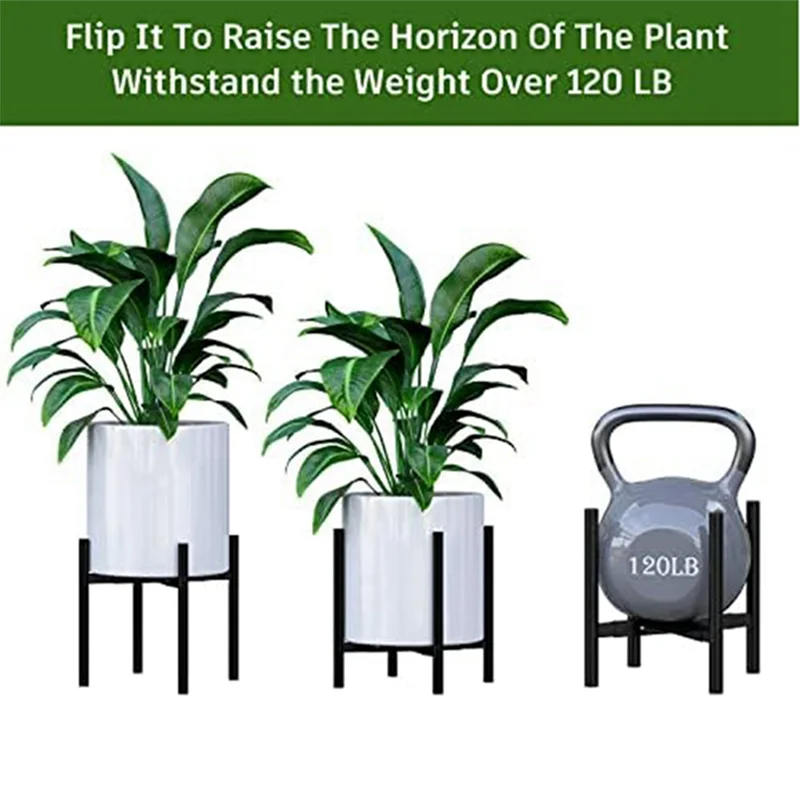 ABHZ-حامل وعاء النبات المعدني الأسود حامل النبات عرض قابل للتعديل للمنزل رف النبات ديكور المنزل #3