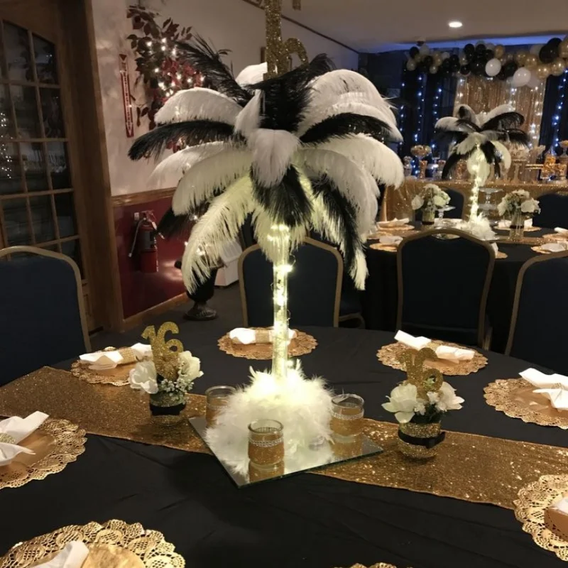 30-100PCS Natural Black Ostrich Feathers 14-16inch Large Feathers for Wedding Party Centerpieces Flower Arrangement Home Decor