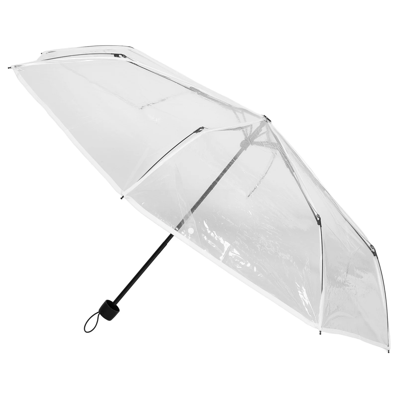 

Clear Folding Umbrella Portable Automatic Windproof Transparent Compact Small Umbrella Wood Handle Travel Rainproof Wind